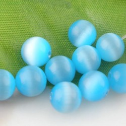 Perle oeil de chat 8 mm en verre - bleu