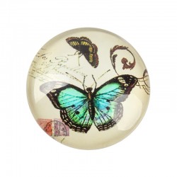 5 Cabochons décor papillons 25 x 18 mm