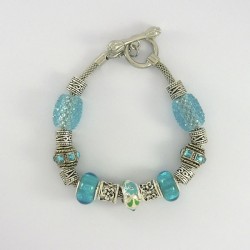 Bracelet style Pandora turquoise et strass