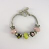 Bracelet style Pandora porcelaine rose et amande