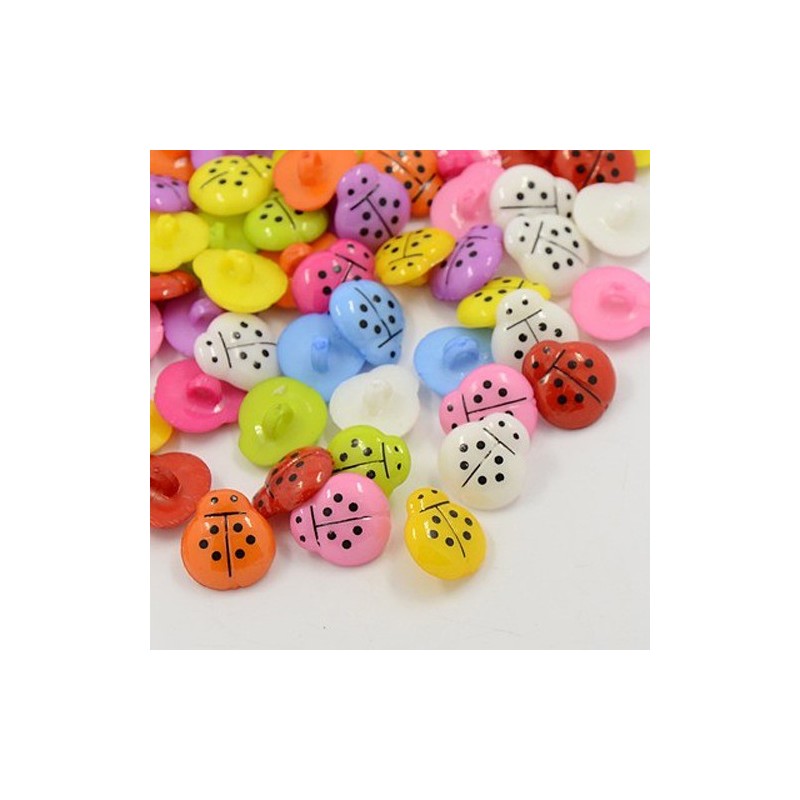 10 boutons forme coccinelle couleurs assorties
