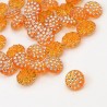 5 boutons ronds orange à effets et strass