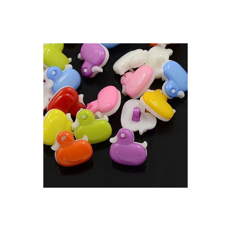10 boutons forme canard couleurs assorties