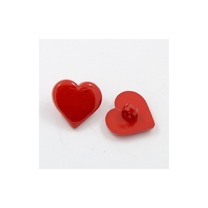 5 boutons forme coeur 17 mm