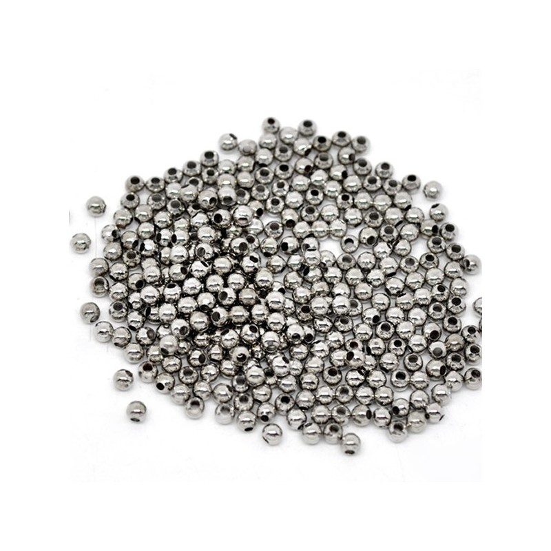 Perles intercalaires métal 3 mm couleur argent