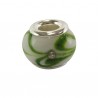 Perle verre lampwork style Pandora noir volutes rose et vert