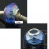 Perle en verre de style Pandora à facettes bleu transparent AB