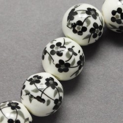 Perle porcelaine noir et blanc 10 mm pour créer vos bijoux fantaisie