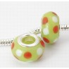 Perle verre chalumeau style Pandora vert orange et blanc pour fabriquer vos bijoux fantaisie style Pandora