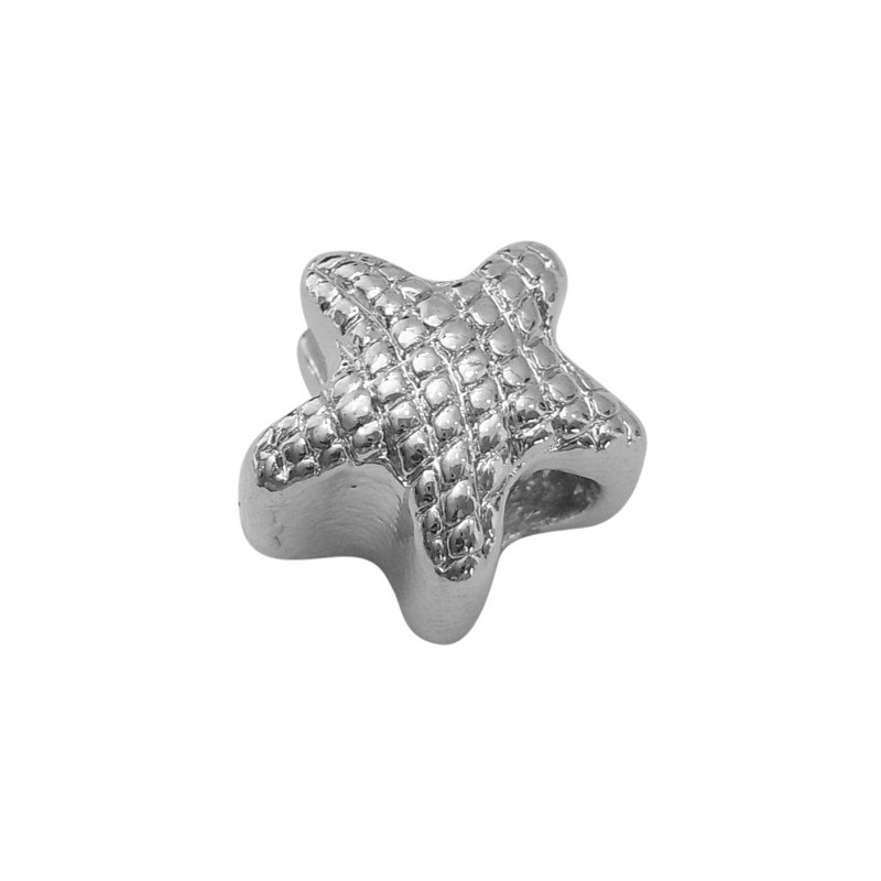 Perle intercalaire étoile style Pandora (bijou européen) couleur argent 13 x 10 mm - trou 5 mm