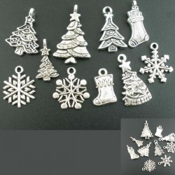 10 breloques Noël charm métal argenté