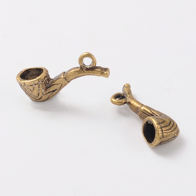 Breloque pipe pour charm ou pendentif doré antique