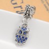 Pendentif style Pandora chouette oiseau avec strass, bijou animal chouette bel effet