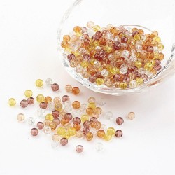 20 Perles verre craquelées tons automne, caramel 4 mm