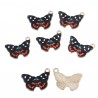 Breloque papillon multicolore émaillé et doré