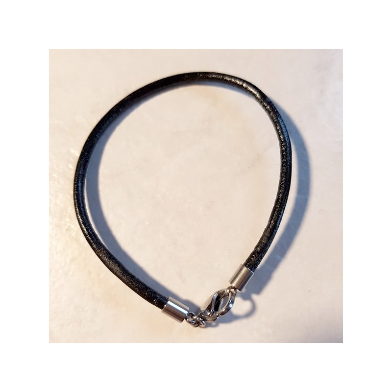 Bracelet style pandora cuir 18 cm, pour charm, perles européennes style pandora, autres longueur sur demande
