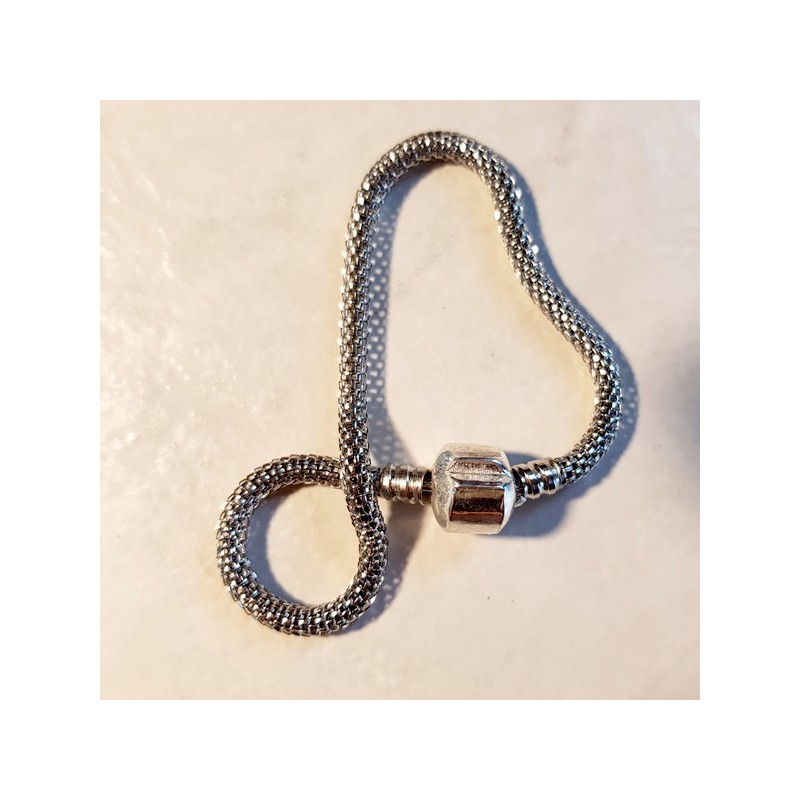 Style pandora Bracelet chaine ajourée 18 cm fermoir clip