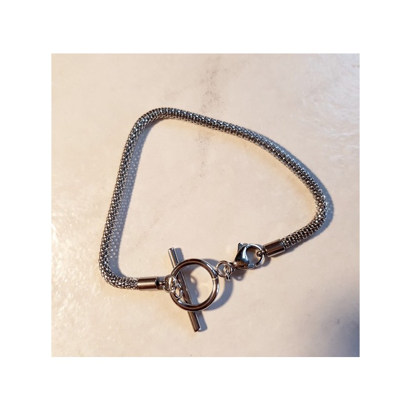 Style pandora Bracelet chaine serpent et fermoir toogle en acier inoxydable - 18 cm
