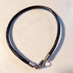 Bracelet style pandora cuir 19 cm, pour charm, perles européennes style pandora, autres longueur sur demande
