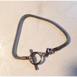 Style pandora Bracelet chaine serpent et fermoir toogle en acier inoxydable - 18 cm