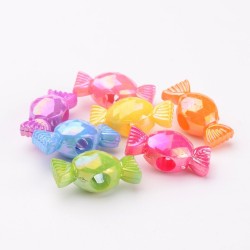 10 Perles acryliques forme de bonbon couleurs AB mélangées Perles en forme de bonbon