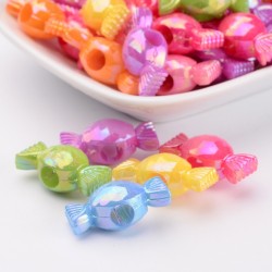 10 Perles acryliques forme de bonbon couleurs AB mélangées Perles en forme de bonbon