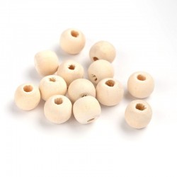 20 perles bois blanc 10 mm trou 4 mm
