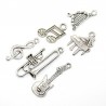 Pendentifs Clé sol, double croche, harpe, piano, trombone et guitare