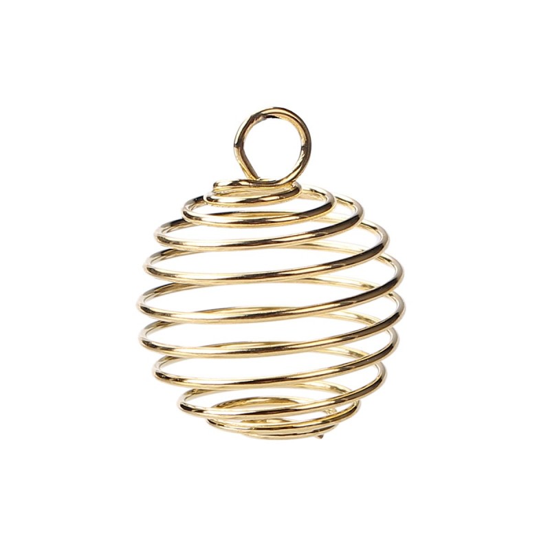 Pendentif cage pour perle enroulé en spirale couleur dorée