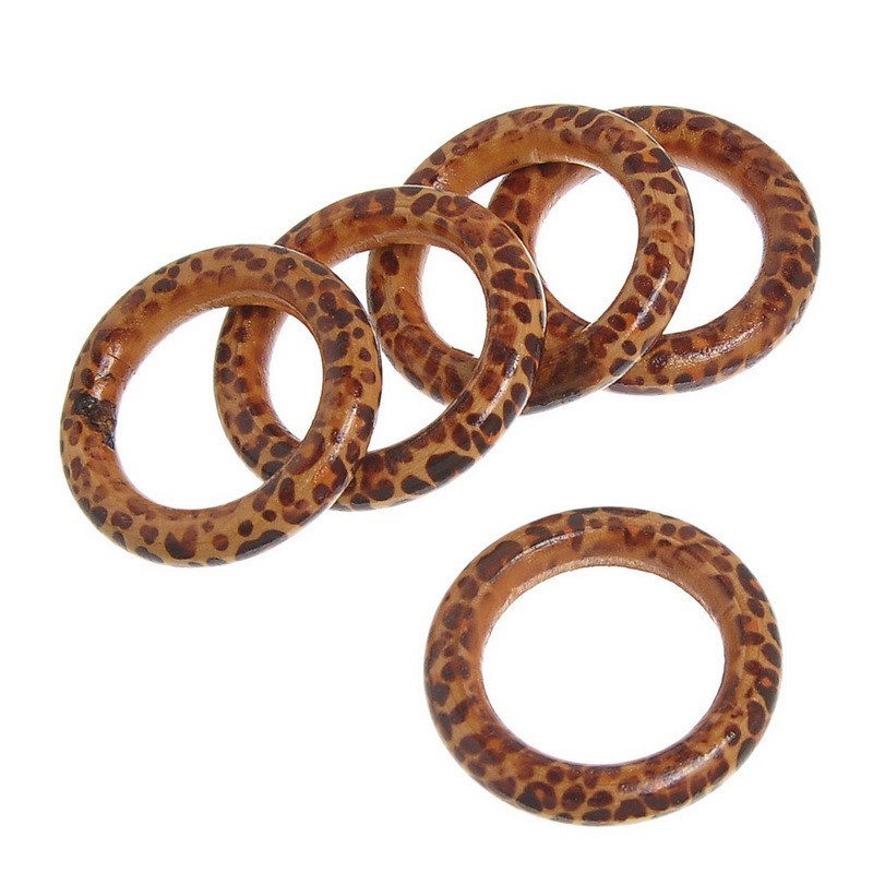 5 anneaux bois 40 mm entre deux panthère beige et brun vernis