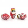 Perle céramique Matriochka poupée Russe rouge pour bijou fantaisie et original