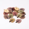 5 Boutons bois en forme d'arbre, couleurs variées aléatoires