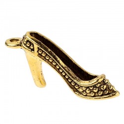 Pendentif de charme breloque en forme de chaussure à talons doré antique