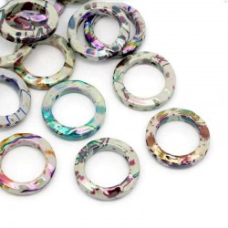 5 perles acryliques ou entre deux rond couleur nacrées et métalliques aléatoires