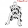 Breloque forme de chien pendentif de charme métal couleur argent vieilli