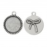 Support cabochon rond noeud à l'arrière en décor coul. argent antique