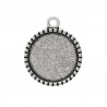 Support cabochon rond noeud à l'arrière en décor coul. argent antique