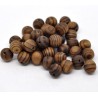 30 Perles rondes en bois 12 mm rayées couleur café Clair intercalaires