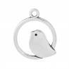 Breloque pendentif oiseau sur un cercle couleur argent
