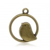 Breloque pendentif oiseau bronze sur un cercle thème nature