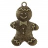 Bonhomme pain d'épices en pendentif, couleur bronze vieilli