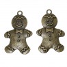 Bonhomme pain d'épices en pendentif, couleur bronze vieilli, bel effet