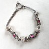 Bracelet style Pandora perles métal, scintillant et strass rose bracelet acier inoxydable