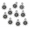 10 Breloques décor fleur soleil Pendentif en  ABS couleur argent Antique