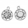Breloque soleil, pendentif évidé en forme de soleil couleur argent vieilli
