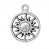 Breloque soleil, pendentif évidé en forme de soleil couleur argent vieilli