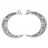 Grand pendentif évidé croissant de lune, breloque forme lune couleur argent vieilli