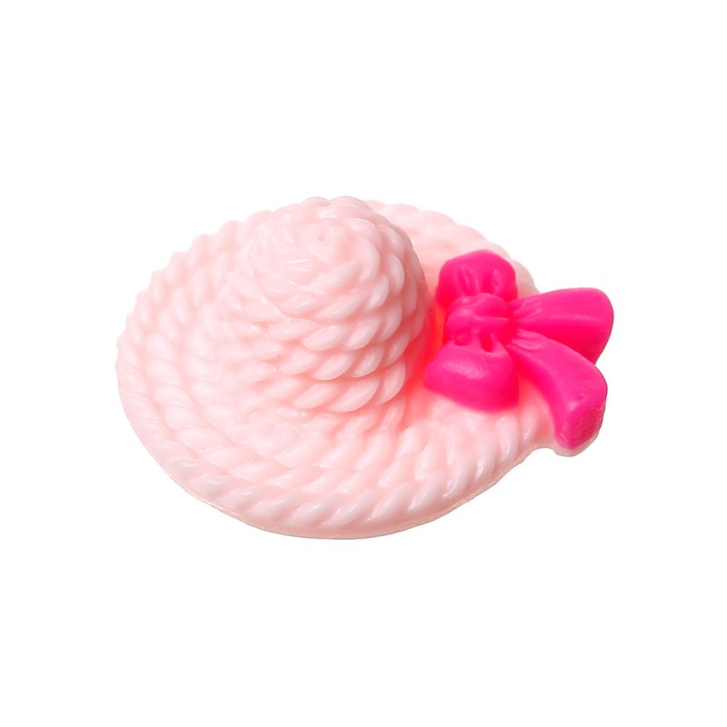 Cabochon résine chapeau rose ou applique d'embellissement avec noeud papillon couleur fushia
