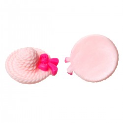 Applique d'embellissement chapeau rose ou cabochon à coller avec noeud papillon couleur fushia