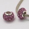 Perle rondelle résine et strass rose Style Pandora (bijou européen)
